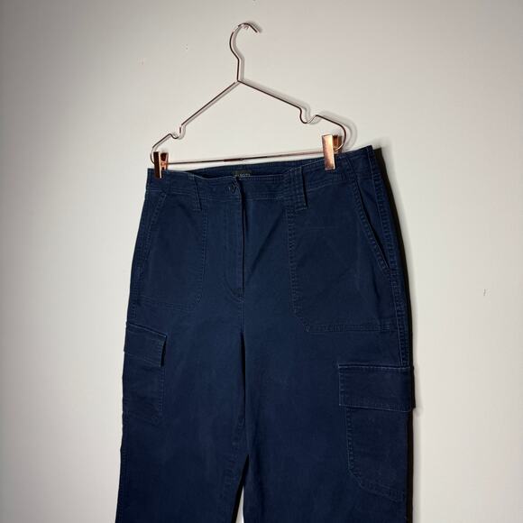 Talbots Womens Chino Cargo Pants 16 Navy Straight Leg Ankle Pockets Utility - Picture 4 of 8